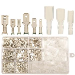 540pcs Cosses électriques à Sertir Plate Mâles et Femelles de 2,8 mm, 4,8 mm, 6,3 mm avec Manchon Isolant, Cosse Electrique Automobile Cosses Voiture Assortiment, Connecteurs électriques Kit a Sertir (Feggizuli-EU, neuf)