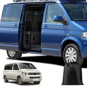 ZWparts Moustiquaire Magnétique Personnalisée pour VW T6 pour Porte Latérale, Moustiquaire Van pour Porte Latérale, Moustiquaire avec Fermeture éclair sur Porte Centrale (pendantd, neuf)