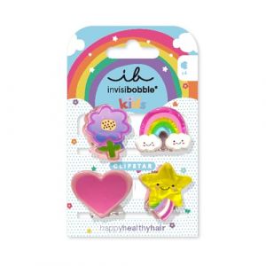 invisibobble Clipstar Kids Happy World Lot de 4 barrettes à cheveux pour enfants – Motif arc-en-ciel, étoile, cœur et fleur – Pinces à cheveux antidérapantes pour des cheveux sains – Parfait pour les (New Flag GmbH, neuf)