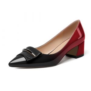 Elashe Femme Escarpins Talon Bloc Bout Pointu Talon Carr&eacute; Chaussure Chic Petit Talon Noir Rouge EU35 (Elashe Offical Store, neuf)