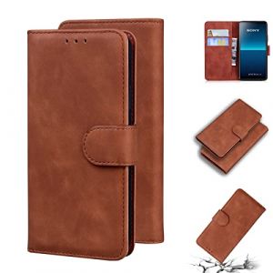 LMFULM&reg; &Eacute;tui pour Sony Xperia L4 XQ-AD52 XQ-AD51 (6,2 Pouces) PU Magn&eacute;tique Pochette Cuir Housse Rabattable Case Stent Fonction Cover Marron (LMAZWUFULM, neuf)