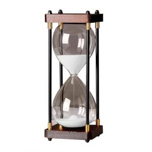 Grand sablier de 60 minutes - Bois et verre arc-en-ciel d&eacute;coratif pour maison, bureau, mariage (blanc) (domlex, neuf)