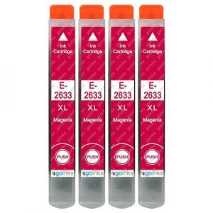 Go Inks 4 Cartouches d'encre Magenta pour remplacer Epson T2633 (série 26XL) Compatible/Non OEM pour imprimantes Epson Expression Premium (PIC Warehouse, neuf)