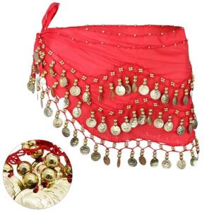 Butyeak Ceinture Danse Orientale Femme, Fille Foulard Danse du Ventre, Ceinture Danse Orientale, Foulard Danse du Ventre, Écharpes de Hanche de Danse du Ventre, Echarpe de Danse Orientale, Rouge (JUNNING STORE, neuf)