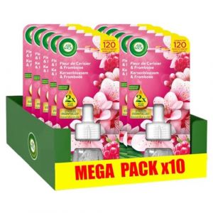 Air Wick Lot de 10 Recharges Diffuseur désodorisant électrique huiles essentielles Fleur de Cerisier & Framboise (Stock Bureau Maison Bien-être, neuf)