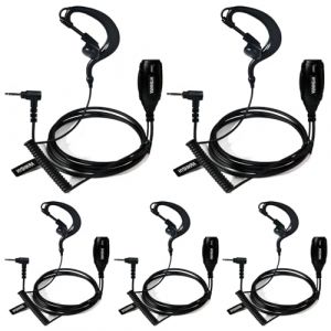 HYSHIKRA Casque Audio 2,5 mm 1 Broche en Forme de G avec Micro Big PTT, Compatible avec Motorola TLKR T60 T62 T81 T80 T82 Extreme Hunter HYT TC-320 Oreillette Radio bidirectionnelle pour s&eacute;curit&eacute; (5) (NARadio, neuf)