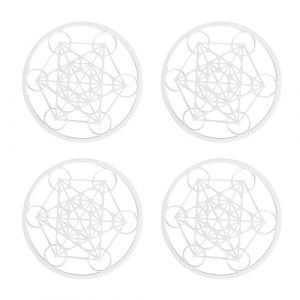 Dessous de verre en bois ou plexigglass 10 cm en lot de 2, 4, 6 fleurs de vie, arbre de vie, M&eacute;tatron, lotus, main de Fatma, OM ou Aum, d&eacute;coration spirituelle (Forum France, neuf)