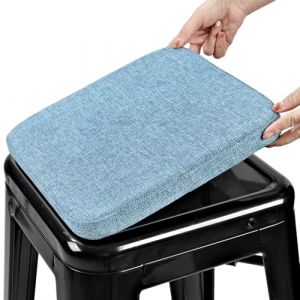 BUYUE Coussin en lin pour tabouret magn&eacute;tique 1 pi&egrave;ce, Coussin am&eacute;lior&eacute; antid&eacute;rapant et respirant pour petit si&egrave;ge de chaise pour caf&eacute;, bistrot, empilable, tabouret en m&eacute;tal (Carr&eacute;, bleu clair, 1) (BUYUE, neuf)