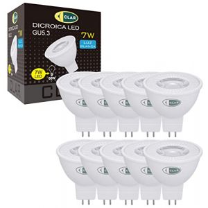 CLAR - Ampoule à DEL 12V 7W, LED Halogène, Ampoule à DEL GU5.3, LED MR16, Ampoule à DEL GU5.3, 50W-60W équivalent halogène, Ampoule LED à pointe, 7W GU5.3 Dichroïque, Blanc Neutre 4000ºK (Pack 10) (CLAR ILUMINACIÓN, neuf)