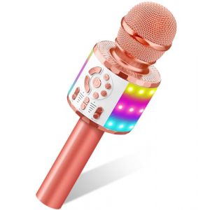 MicQutr Microphone Enfant, Micro Karaok&eacute; sans Fil Bluetooth pour Cadeau Anniversaire Fille 4 5 6 7 8 9 Ans Garcon Chanter Jouet Karaoke Enfant 3-12 Ans No&euml;l Cadeau (TOP SELLER FR, neuf)