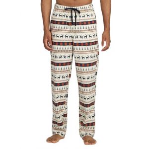 LAPASA Pantalon de Pyjama Homme 100% Flanelle de Coton Bas de Pyjama & de Détente Maison Automne/Hiver M39 Beige à Motifs d'hiver (Flanelle) XS (LAPASA-FR, neuf)