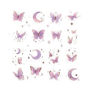 Tatouage temporaire pour doigt, petit papillon violet, imperméable, durable, pour femme, petit, frais, dessin animé(2pcs) (CHJWEIHHERT, neuf)