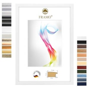 FRAMO Cadre photo en bois 33 x 48 cm (Dimension de l'image) en Blanc mat | Taille s&eacute;lectionnable | Affiches | Puzzle | Collage | Sur mesure | personnalis&eacute;s (Framecenter24_online, neuf)