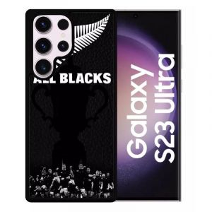 G&eacute;n&eacute;rique Coque pour Galaxy s23 Ultra - Nouvelle zelande Rugby - Silicone - Noir (topshirt, neuf)