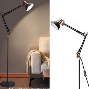 Depuley Lampadaire sur pied flexible,Lampadaire avec Bras Robot, Bras Robot Lampe sur Pied moderne en Métal Noir,Désign classique(simple) à Coucher et salon, Hauteur de 160cm,(Ampoule Non-Inclus). (Vance Europe, neuf)