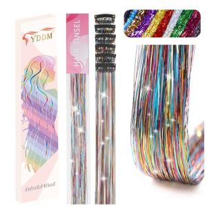 YDDM 12 Pcs Clip in Hair Tinsel Glitter Tinsel Hair Extensions MèChe De Cheveux à Clipser Rajout Cheveux Meche Cheveux Enfant Fille Hair Accessories Women Girls Kids Gift Tinsel Fairy Hair Extension (YDDM Hair, neuf)