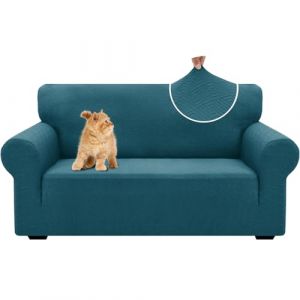 YSTELLAA Housse De Canapé 2 Places avec Accoudoirs, Universelle Housse Canapé Extensible, Protection Griffures Sofa Cover, Sofa Cover Lavable Antidérapante, Moderne, Bleu Paon (YSTELLAA, neuf)