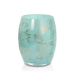 Terroso - Vase - Verre Turquoise souffl&eacute; &agrave; la Bouche - Aspect Luxueux, &eacute;l&eacute;gant et styl&eacute; - 20 cm de Haut - Aspect marbre - Vase &agrave; Fleurs (UnitedWishes, neuf)