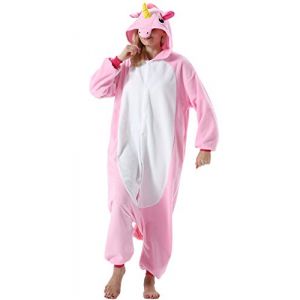 ULEEMARK Adulte Femme Anime Animal Cosplay Halloween Costume Homme Combinaison Pyjama Outfit Nuit Vetements Onesie Soiree de Deguisements Unisexe Licorne Rose XL (Asesi, neuf)