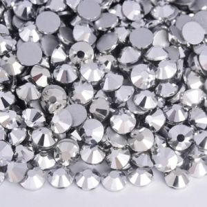 Strass en verre noir pour nail art, strass à dos plat, colle jet sur pierres, strass non thermocollants pour décoration d'ongles, mine argentée, SS30, 288 pièces (hangzhouyazhendianzishangwu, neuf)