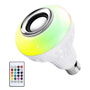 Ampoule sans Fil Haut-parleur Bluetooth Musique Ampoule RVB Smart Musique Ampoule LED Ampoule Changement de Couleur avec Télécommande pour Fête Maison Chambre Bar Mariage (Mixitech, neuf)
