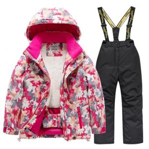 Combinaison de Ski Enfant Veste de Duvet à Capuche et Pantalons de Neige 2 Pièces Manches Longues Hiver Ensemble de Ski 2 Pièces Fille Garçon Pantalons de Ski et Doudoune à Capuche pour 3-10 Ans (⭐⭐⭐⭐⭐AEGJEGVD⭐⭐⭐⭐⭐, neuf)