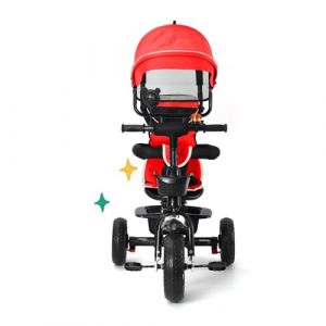 Tricycle B&eacute;b&eacute; &Eacute;volutif, Tricycle &eacute;volutif 4 en 1, Tricycle V&eacute;lo Enfant avec Espace Rangement, Pare-Soleil, Canne T&eacute;lescopique et P&eacute;dales Amovibles, Grand Panier Sac, 4 en 1 (Gros Rouge) (Hechheu, neuf)