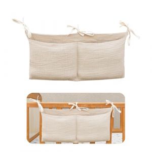 svpfuo Organisateur Suspendu, Organisateur Armoire Suspendu, Organisateur Porte Suspendu, Sac Rangement lat&eacute;ral Double pour Berceau, Sac Suspendu Double Coton pour Berceau, Pendentif pour Lit (A) (LINMUKE, neuf)