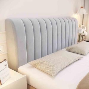 Hearda Housse Tete de Lit Matelass&eacute;, Housse de Protection T&ecirc;te de Lit, Housse Tete de Lit, Housse de T&ecirc;te de Lit Lavable pour Lits Simples Doubles King Size (70x160cm,Rayures Verticales-Gris Clair) (Hearda, neuf)