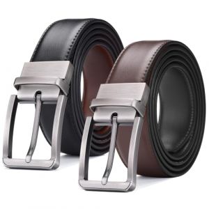 ​​Ceinture Homme Cuir R&eacute;versible 2-en-1 - Boucle Rotative R&eacute;versible. Ceinturon Cuir Marron/Noir pour Costume & Voyage. Ceinture Homme Boucle Ajustable, Accessoire D&eacute;contract&eacute; Travail/Cadeau.​​ (Tangyinchu, neuf)