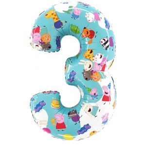Toyland® Ballon en aluminium en forme de chiffre Peppa Pig, George & Friends de 66 cm – Ballons de fête pour enfants – Numéro 1 à 6 disponible (Toyland®, neuf)
