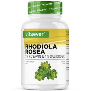 Extrait de Rhodiola Rosea - 120 g&eacute;lules de 500 mg - Mati&egrave;re premi&egrave;re de qualit&eacute; sup&eacute;rieure : 3% de rosavine & 1% de salidroside - Extrait de racine de rose musqu&eacute;e - v&eacute;g&eacute;talien - fortement dos&eacute;. (LifeBalance Trading Supplements, neuf)