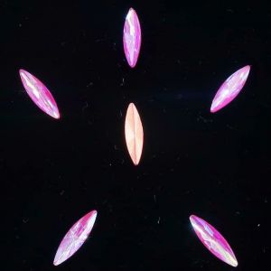 Cristal de verre 4 * 15mm forme mince arc-en-ciel gelée bonbon point arrière colle sur perles de strass applique bricolage coupe-A35 Fuchsia AB,4x15mm 50pcs (xiekedihaowu, neuf)