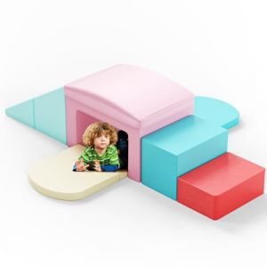 Lischwert Parcours motricité bébé,Jouets d'escalade avec Tunnel,Mousse Blocs de Construction Jouets éducatifs,Soft Play Corner Climber pour Tout-Petits Bébé 1 Ans+ (Couleur) (sjwndw, neuf)