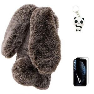 Atrfeel Peluche Coque pour Samsung Galaxy A13 5G,Mignon Poilu Oreilles de Lapin Velu Boule Souple Duveteux Hiver Chaud &Eacute;tui Fausse Fourrure Glitter Diamant Doux Silicone Housse,Marron (Artfeel, neuf)