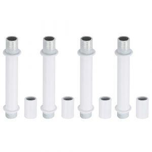 PATIKIL Kit Tige de Lampe à Tube Droit, 4 Ensemble M10 Acier au Carbone 60mm(2.36") Long Tige Filetée à Double Extrémité avec Écrous D'Accouplement Connecteur à Manchon, Blanc (PATIKIL UK, neuf)
