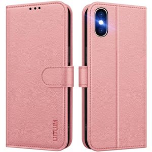 UITUIM Coque pour iPhone X/iPhone XS, Coque Etui Portefeuille Cuir avec Rabat Porte Carte Clapet Magnétique Flip Case Étui Cover Housse Coque de Protection Etui pour iPhone X/iPhone XS,Rose (UITUIM, neuf)