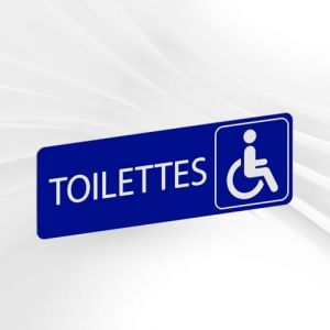 Plaque Signalétique Toilettes Handicapés – Plaque De Porte Adhésive PVC 5 x 15 cm – 20 Couleurs Disponibles (Bleu) (GRAVURE ET COMPAGNIE, neuf)