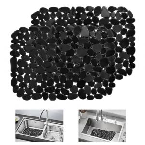 KYYGKY 2 PCS Tapis d'Évier en Plastique 40 * 30cm, Tapis Protection Evier Cuisine, Tapis Evier Cuisine Egouttoir, Tapis Égouttoir d'Évier de Cuisine Noir, Tapis d'Égouttement pour Vaisselle (DANITEKS, neuf)
