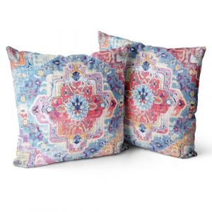 Snylcce Housse de Coussin 65x65cm Boho Ethnique Taie d'oreiller Lot de 2 Moderne Housses Coussins Mandala Motif Floral Taie Oreiller Boheme D&eacute;coratif pour Chambre Multicolore (Sunycler, neuf)