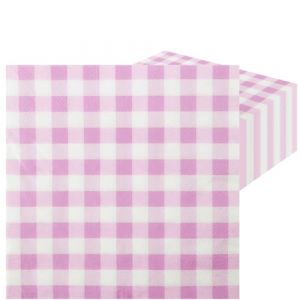 LOCCY Lot de 40 Serviette Papier, 33x33cm Serviette Papier Fleur Serviettes Papier Vichy Serviettes de Jetables Décoration de Table pour Mariages, Communions, Anniversaires, Noël (Vichy Rose) (LOCCY CHIU, neuf)