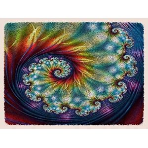 ROCKY&CHAO Kit de Fabrication de Tapis Fabrication de Tapis pour Adultes Enfants Kit de Point de Croix Fabrication de Tapis D&eacute;coration de la Maison 60x42cm(Vague abstraite) (Myriad Choices, neuf)