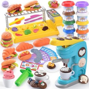 PLAY Pate A Modeler Cafetière pour Enfants – Accessoire Pate A Modeler Kit Pate A Modeler Enfant 3 Ans, Pâte À Modeler avec 8 Pots, Plasticine Jouet Enfant (LANPA EU, neuf)