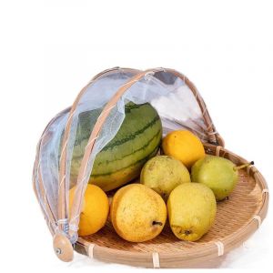 SZETOSY Goodchanceuk Panier de pique-nique en bambou tressé à la main résistant à la poussière avec tenture pour fruits, légumes et pain, style 5, Dia.30cm (GoodChanceuk, neuf)