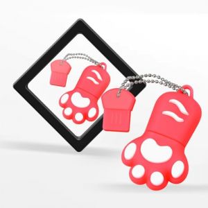 Clé USB 64Go, Clef USB 2.0 Cle USB avec Boîte Cadeau, Pattes de Chat en Silicone Design Cadeau Romantique pour la Sauvegarde de l’Ordinateur/Ordinateur Portable Rose (DONWEI STORE, neuf)