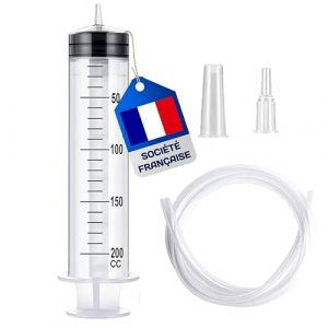 Seringue 200ml - Seringue Plastique - Seringue a Huile - Seringue en Plastique R&eacute;utilisable Avec Tuyau de 1m (1 x 200ml) (Brio&Co, neuf)