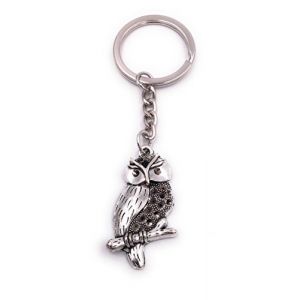 H-Customs Chouette sur la Branche Aigle Porte-clés Pendentif en métal argenté (h-customs17, neuf)