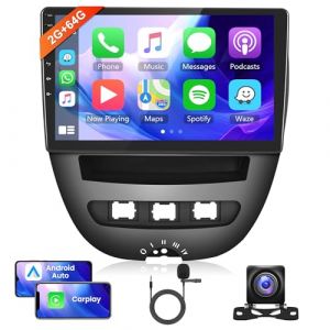 2G+64G Sans Fil Carplay Android Autoradio 2 Din pour Toyota Aygo/Peugeot 107/Citroën C1 2004-2014 10.1 Pouces Autoradio avec Android Auto GPS Navi WiFi Mirror Link Bluetooth FM/RDS/DAB Caméra de Recul (Rimoody Direct, neuf)