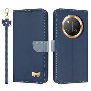 TAUYN Coque pour Honor Magic 7 Lite 5G / Magic7 Lite 5G, PU Cuir Flip Étui Anti-Chocs TPU Protéger Housse, Emplacement pour Carte & Support Fonction, avec Cordon -Bleu Foncé (Kuaigu, neuf)