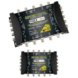 maxx.onLine Kaskade Commutateur multiple 8 participants & 1 satellite, compatible LNB Quad & Quattro, DVB-S Multiswitch 5/8 avec mode &eacute;conomique Eco, Terr. Actif (Technibuy-de, neuf)